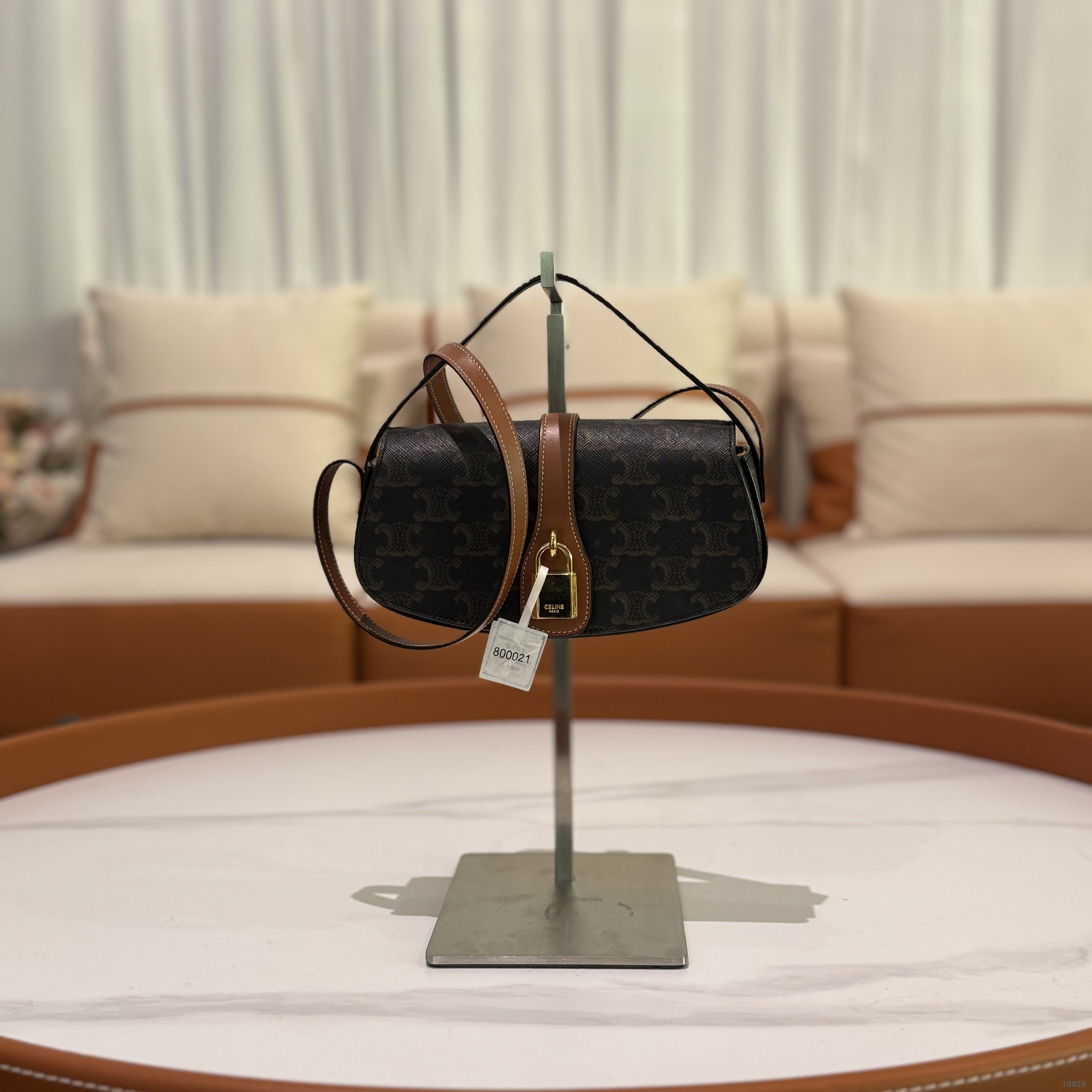 CELINE TRIOMPHE MINI CLASSIC MONOGRAM WITH GOLD LOCK SHOULDER BAG