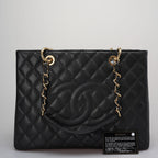Chanel GST Black Bag in Cavier Leather with Gold Hardware from 2014 part 1