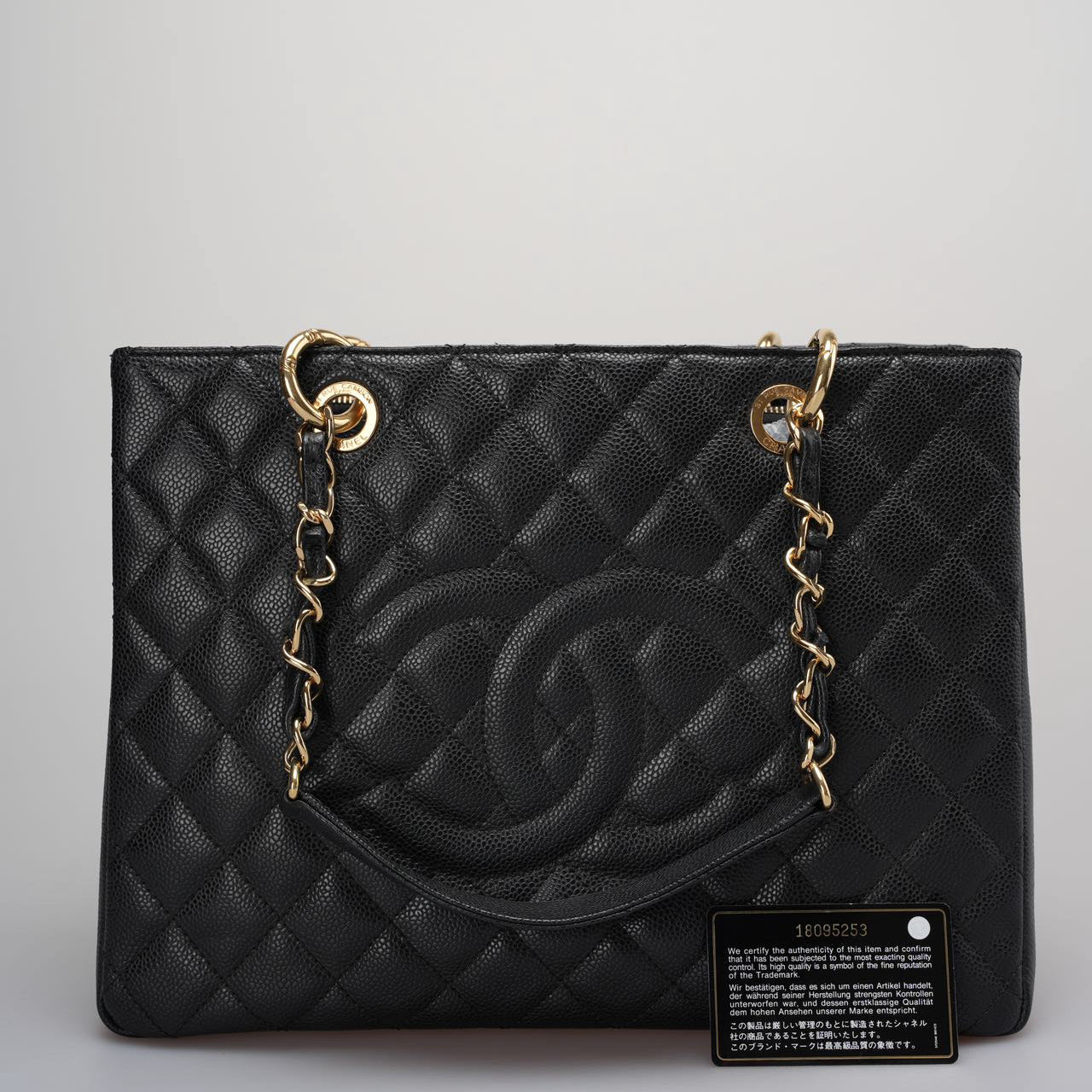 Chanel GST Black Bag in Cavier Leather with Gold Hardware from 2014 part 1