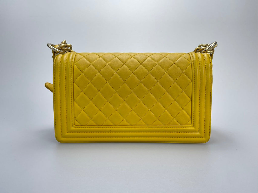 Chanel Le boy Medium in Lemon Yellow Bag with Gold Hardware