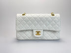 Chanel  Vinateg White Classic Flap Bag  with Gold Hardware