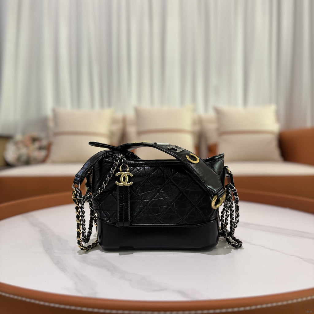 CHANEL Gabrielle Black Gold Limited Edition Handle Style