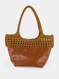 Tan Elma Braided Leather Shoulder Bag