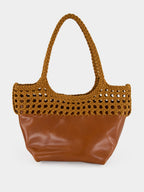 Tan Elma Braided Leather Shoulder Bag