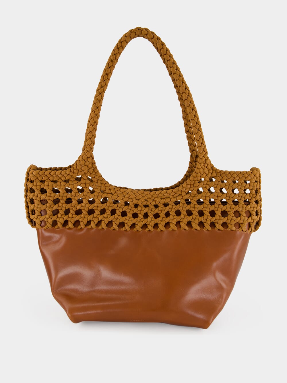 Tan Elma Braided Leather Shoulder Bag