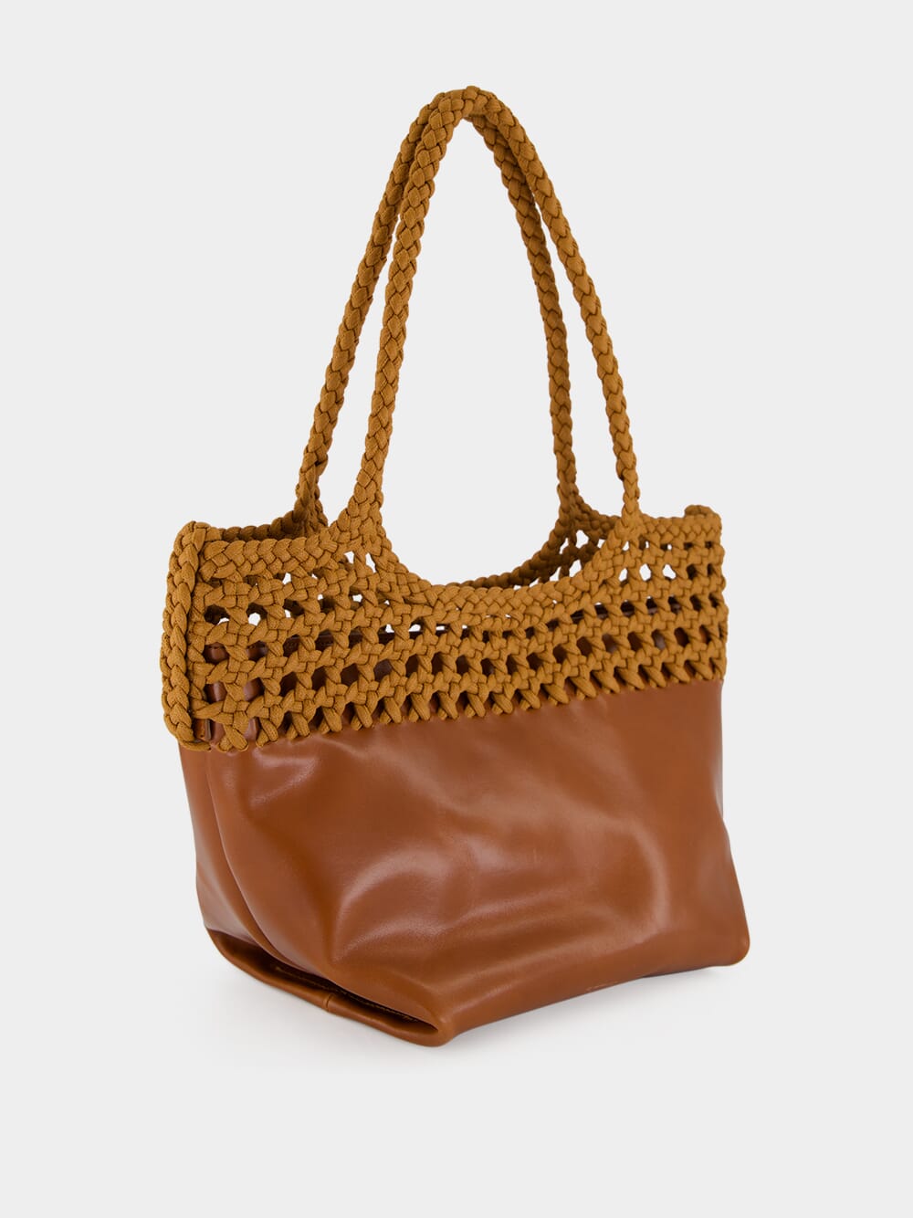 Tan Elma Braided Leather Shoulder Bag