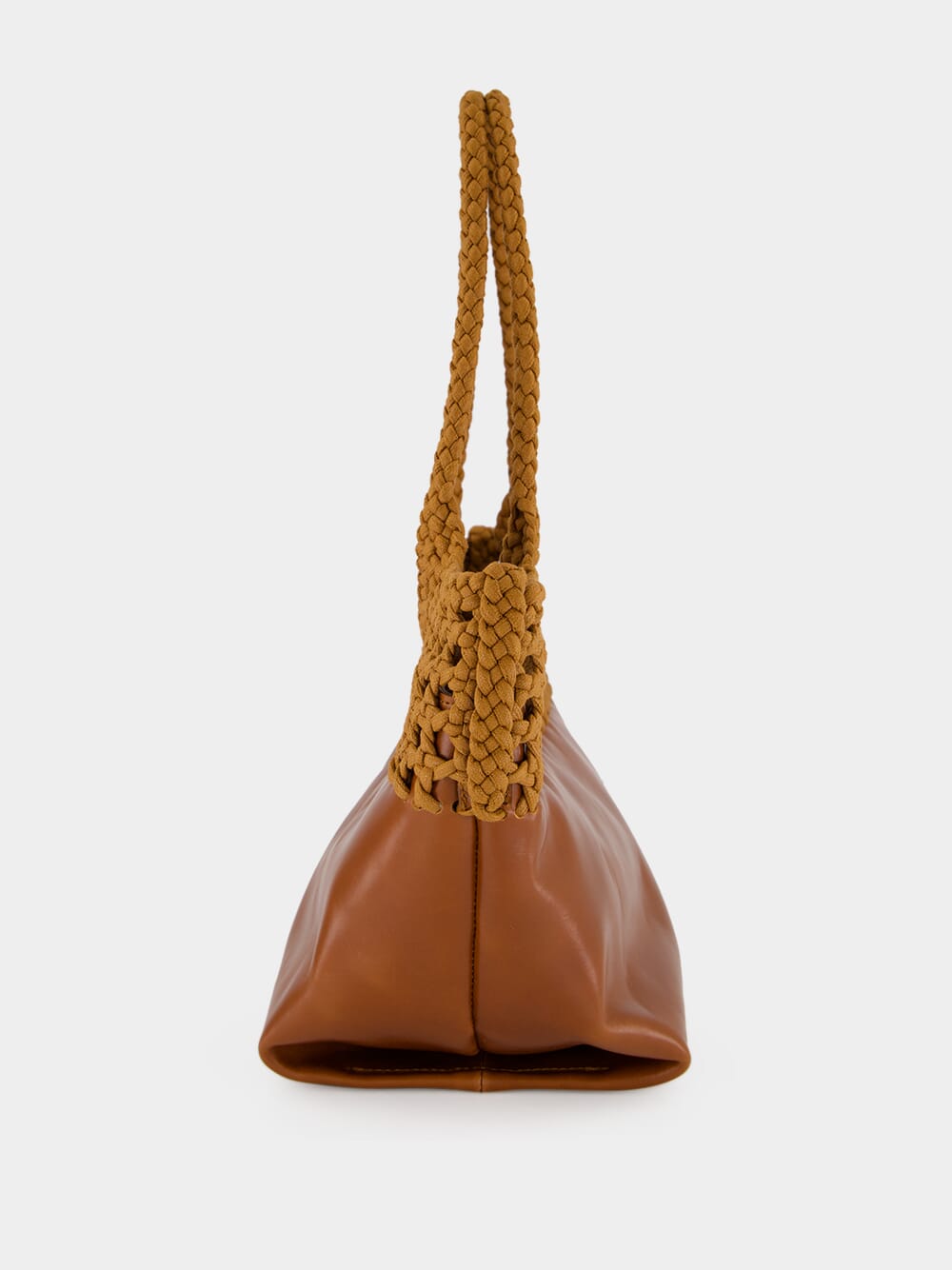 Tan Elma Braided Leather Shoulder Bag