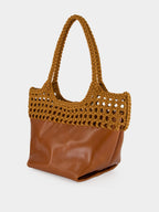 Tan Elma Braided Leather Shoulder Bag