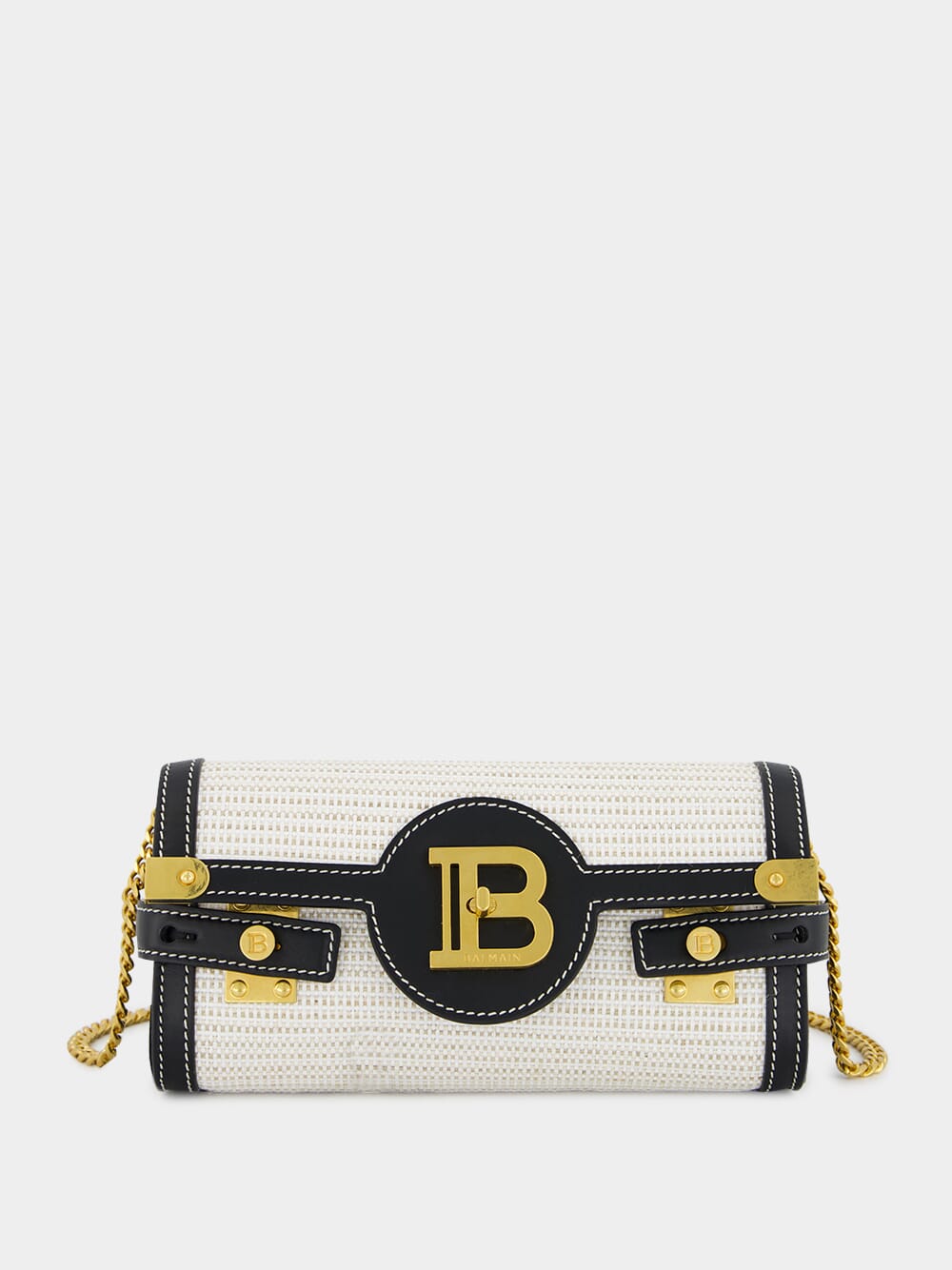 Pouch with Chain B-Buzz 23 in Raffia & Calfskin
