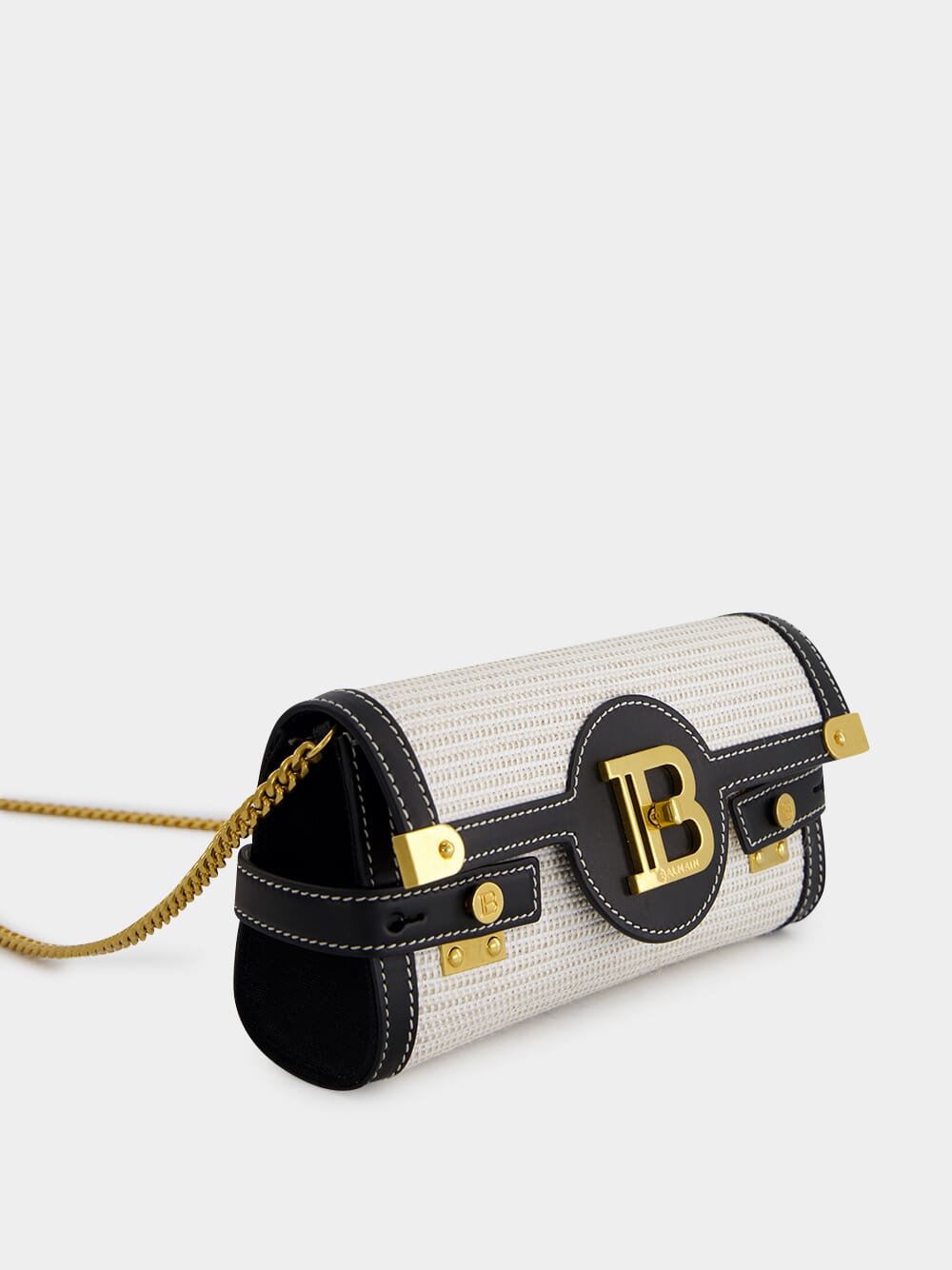 Pouch with Chain B-Buzz 23 in Raffia & Calfskin