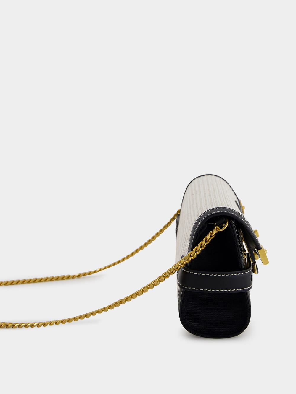Pouch with Chain B-Buzz 23 in Raffia & Calfskin