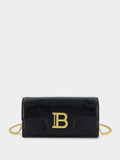 Black B-Buzz Wallet in Striped Patent Leather