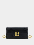 Black B-Buzz Wallet in Striped Patent Leather