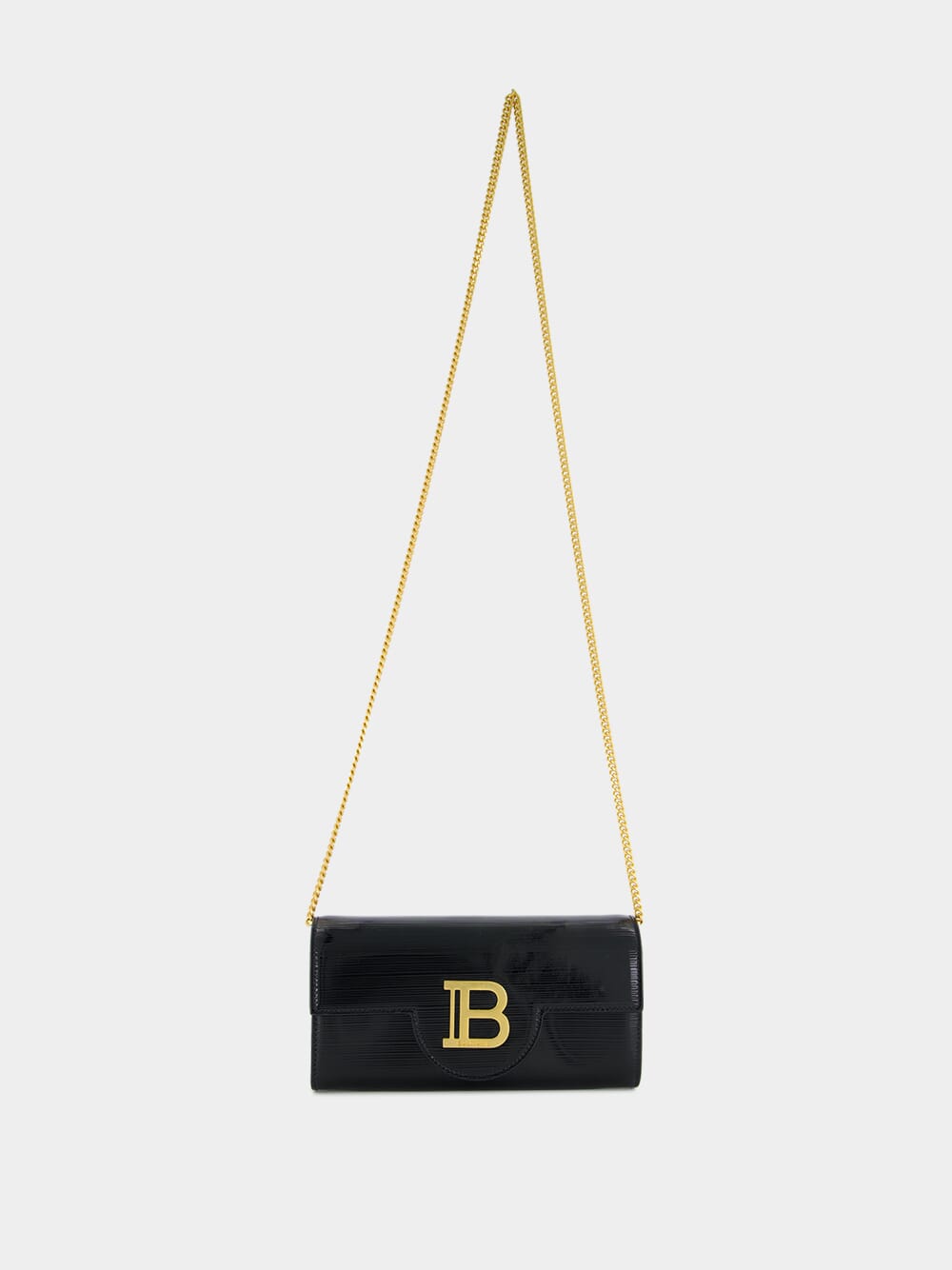 Black B-Buzz Wallet in Striped Patent Leather