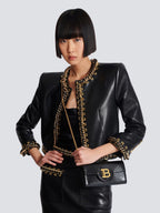 Black B-Buzz Wallet in Striped Patent Leather