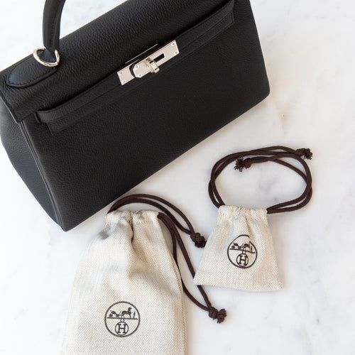 **UNUSED**  Hermès Kelly Retourne 28 Black Veau Togo Leather Bag 2026