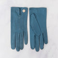 Hermes Blue Jean Leather Clou de Selle Gloves