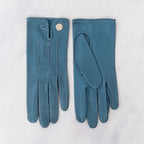 Hermes Blue Jean Leather Clou de Selle Gloves
