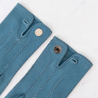 Hermes Blue Jean Leather Clou de Selle Gloves
