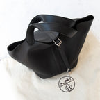Hermes Picotin Lock 22 Black Clemence  Leather Bag