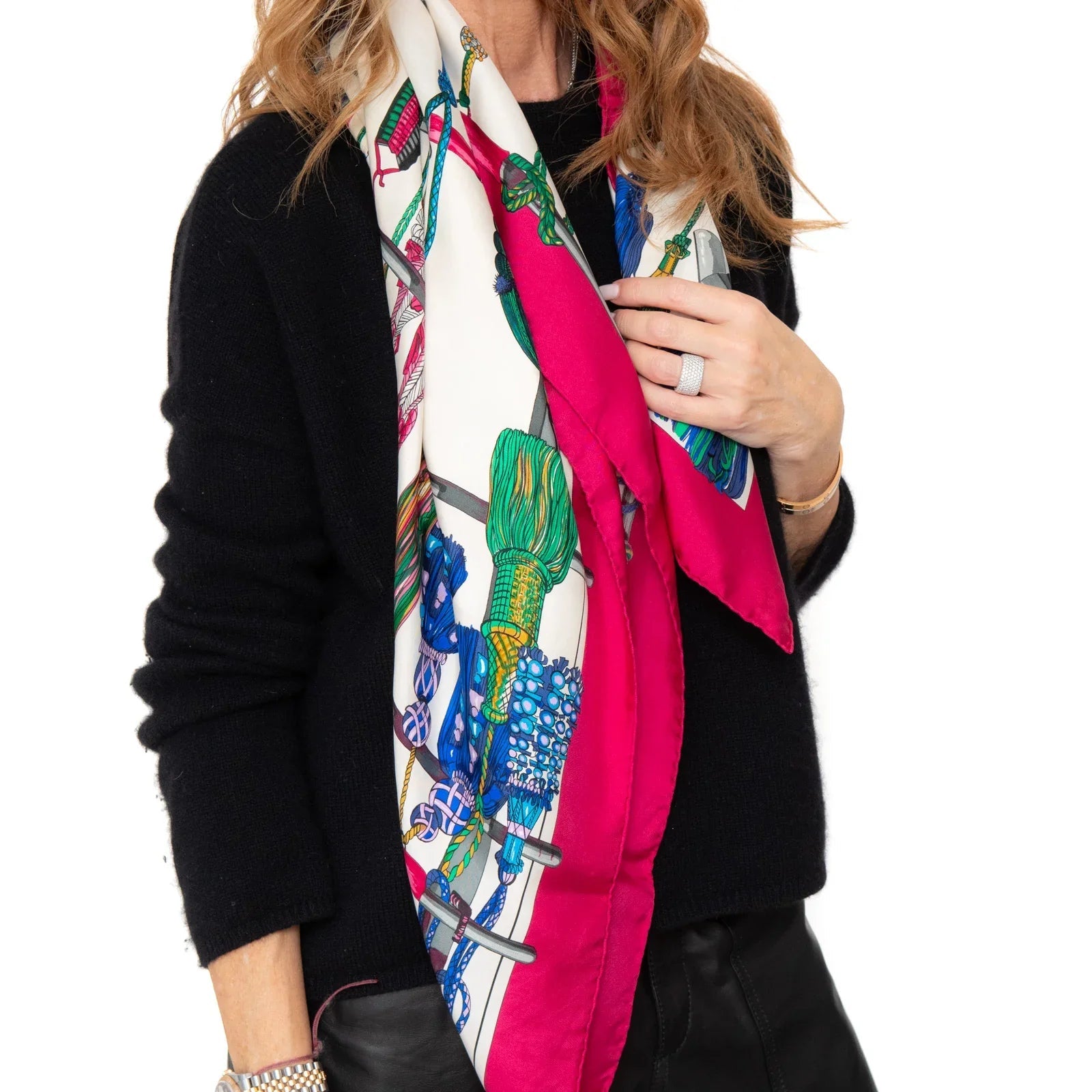 Hermès Passementerie Rose Pink Silk Scarf