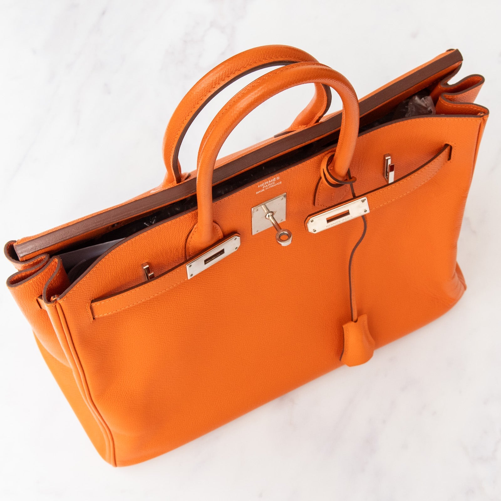 Hermes Birkin 35 Orange Veau Epsom Leather Bag 2010