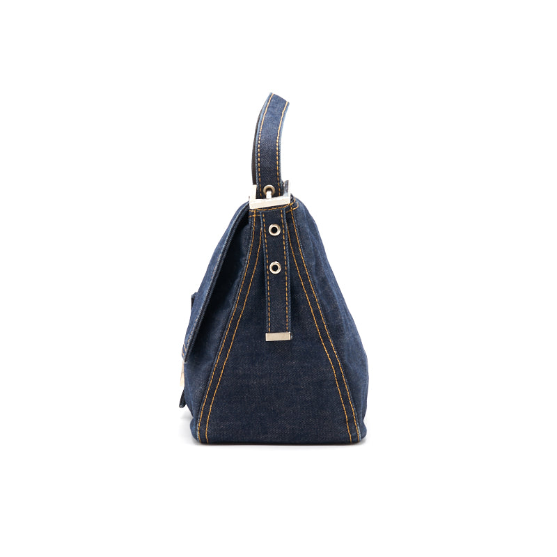 FENDI Denim Mamma Baguette Shoulder Bag