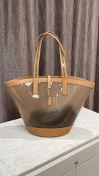 Yves Saint Laurent Panier Vinyl Oatmeal Tote