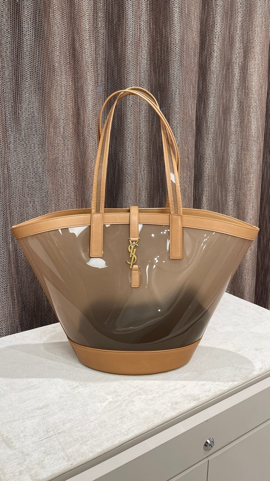 Yves Saint Laurent Panier Vinyl Oatmeal Tote