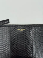 Clutch Luxury Designer By Yves Saint Laurent In Black & Gold, Size:Small