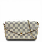 Pochette Félicie In Damier Azur Canvas Luxury Designer By Louis Vuitton, Size: Small