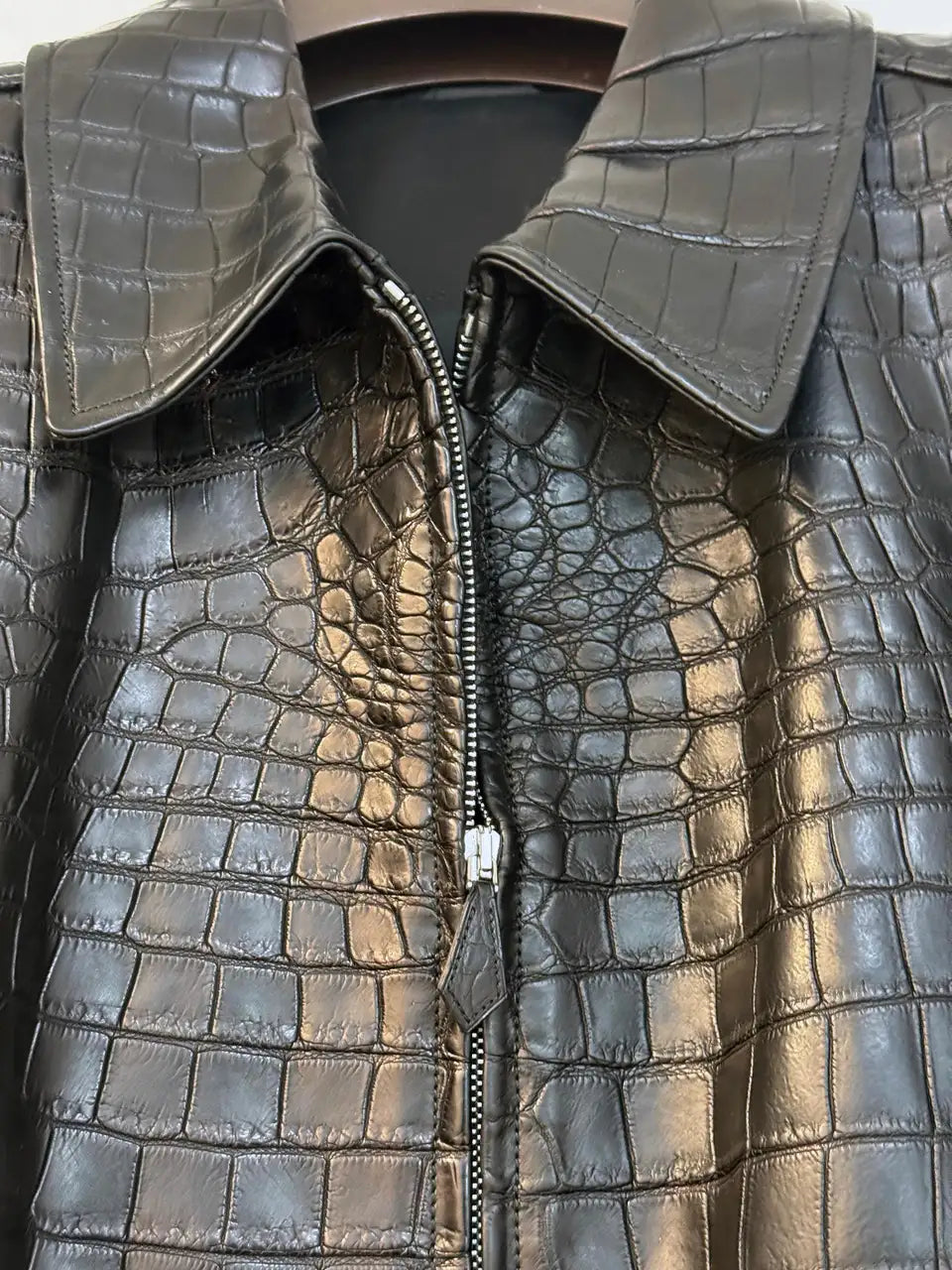 HERMES Black Crocodile Jacket RARE CUSTOM MADE