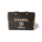 Chanel Black Large Deauville Tote Bag in Calfskin Leather Limited Edition