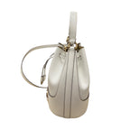 Handbag Designer By Michael Kors In Gold & White, Size:Medium