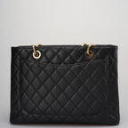 Chanel Grand Shopping Tote Black GST Bag in Caviar Leather with Gold Hardware Medium
