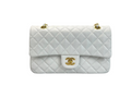 Chanel  Vinateg White Classic Flap Bag  with Gold Hardware