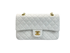 Chanel  Vinateg White Classic Flap Bag  with Gold Hardware
