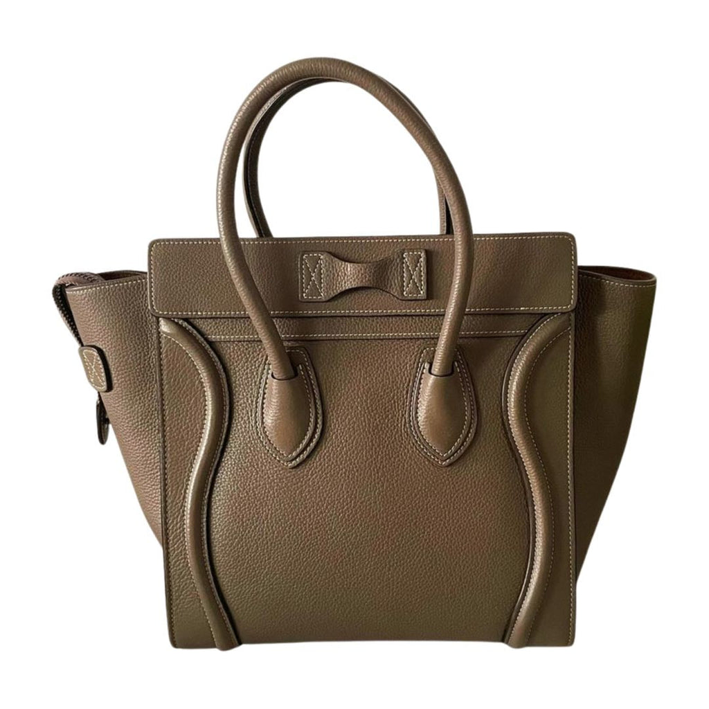 CELINE Micro Luggage Leather Handbag in Grey
