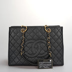 Chanel Black Grand Shopping Tote GST Bag in Caviar Leather with Gold Hardware