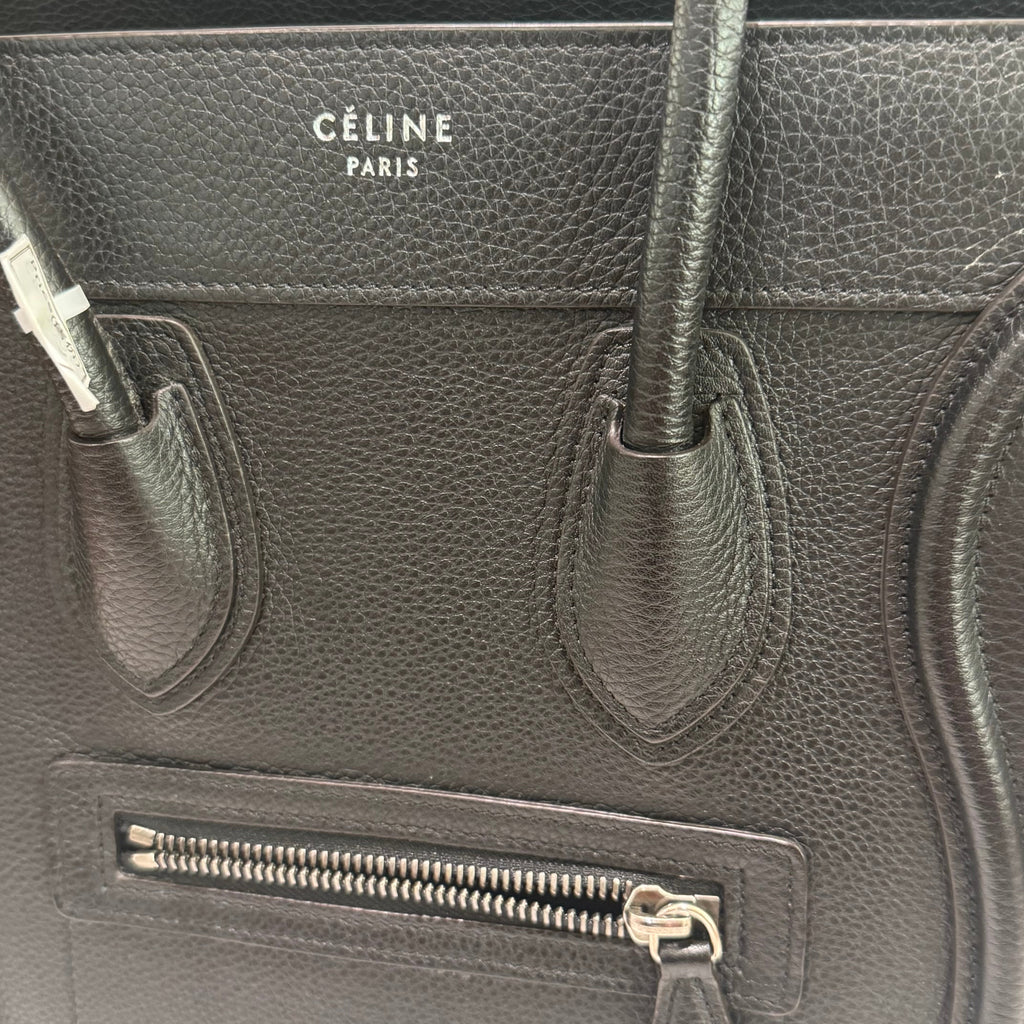 CELINE LUGGAGE MICRO TOTE BLACK WITH SILVER HARDWARE