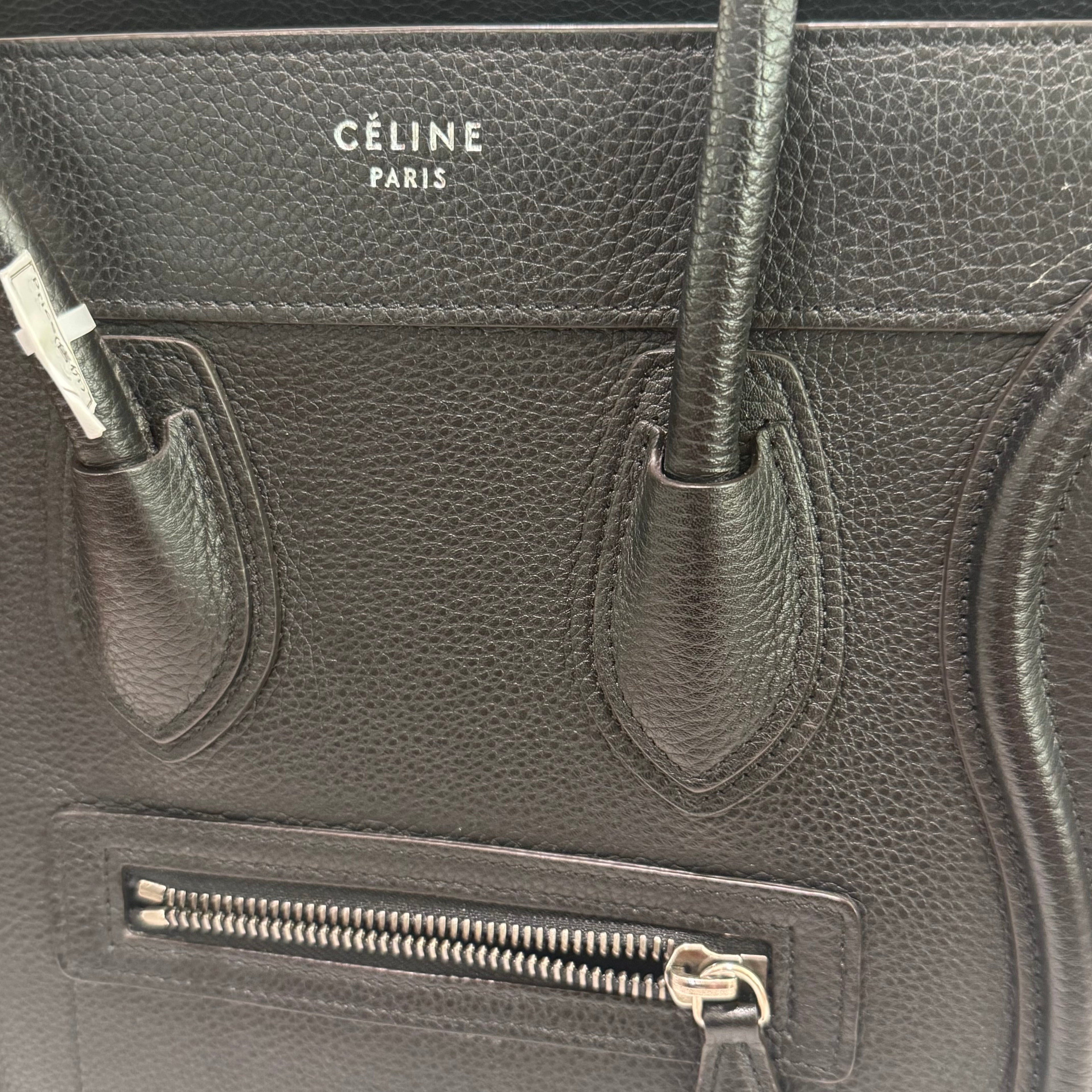 CELINE LUGGAGE MICRO TOTE BLACK WITH SILVER HARDWARE