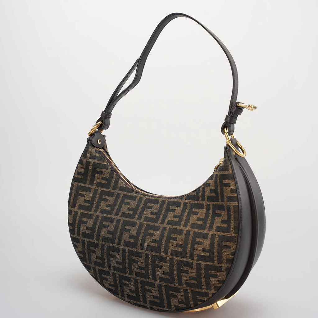 Fendi Graphy Small Brown FF Jacquard Fabric Bag
