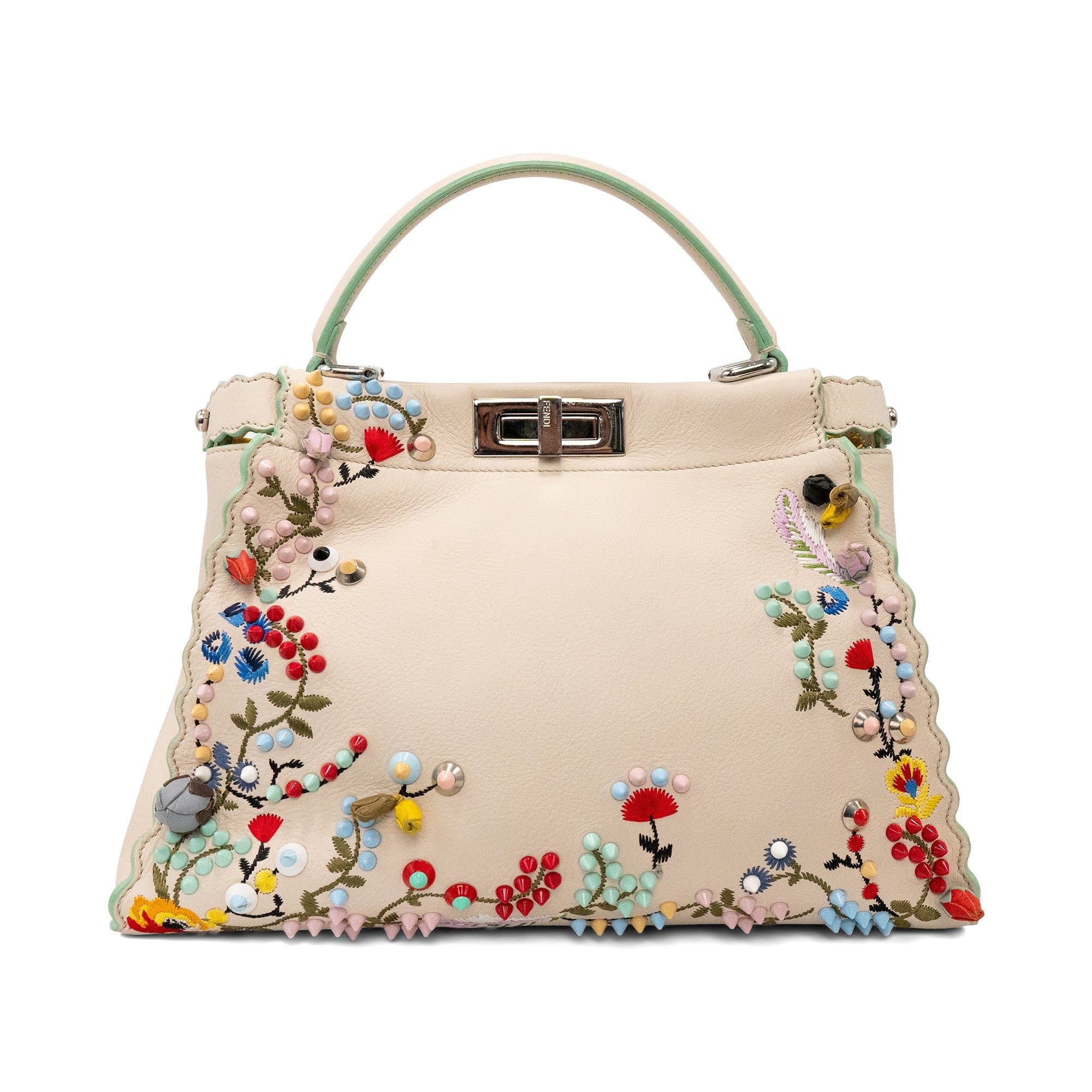 Fendi 'Peekaboo Embroidered' Top Handle Bag
