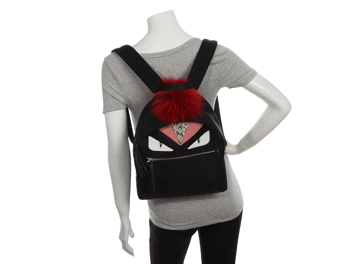 Fendi Medium Black Nylon Monster Backpack