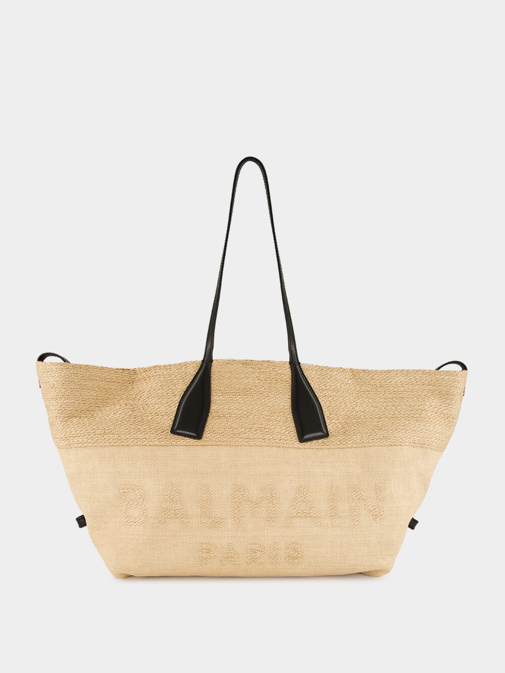 Brown Track Raffia Tote Bag
