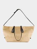 Brown Track Raffia Tote Bag