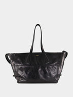Black Track Shiny Leather Tote Bag