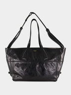 Black Track Shiny Leather Tote Bag