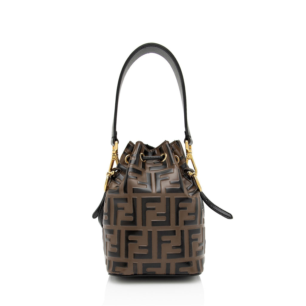 Fendi FF Embossed Calfskin Mon Tresor Mini Bucket Bag (SHF-mo1hOL)