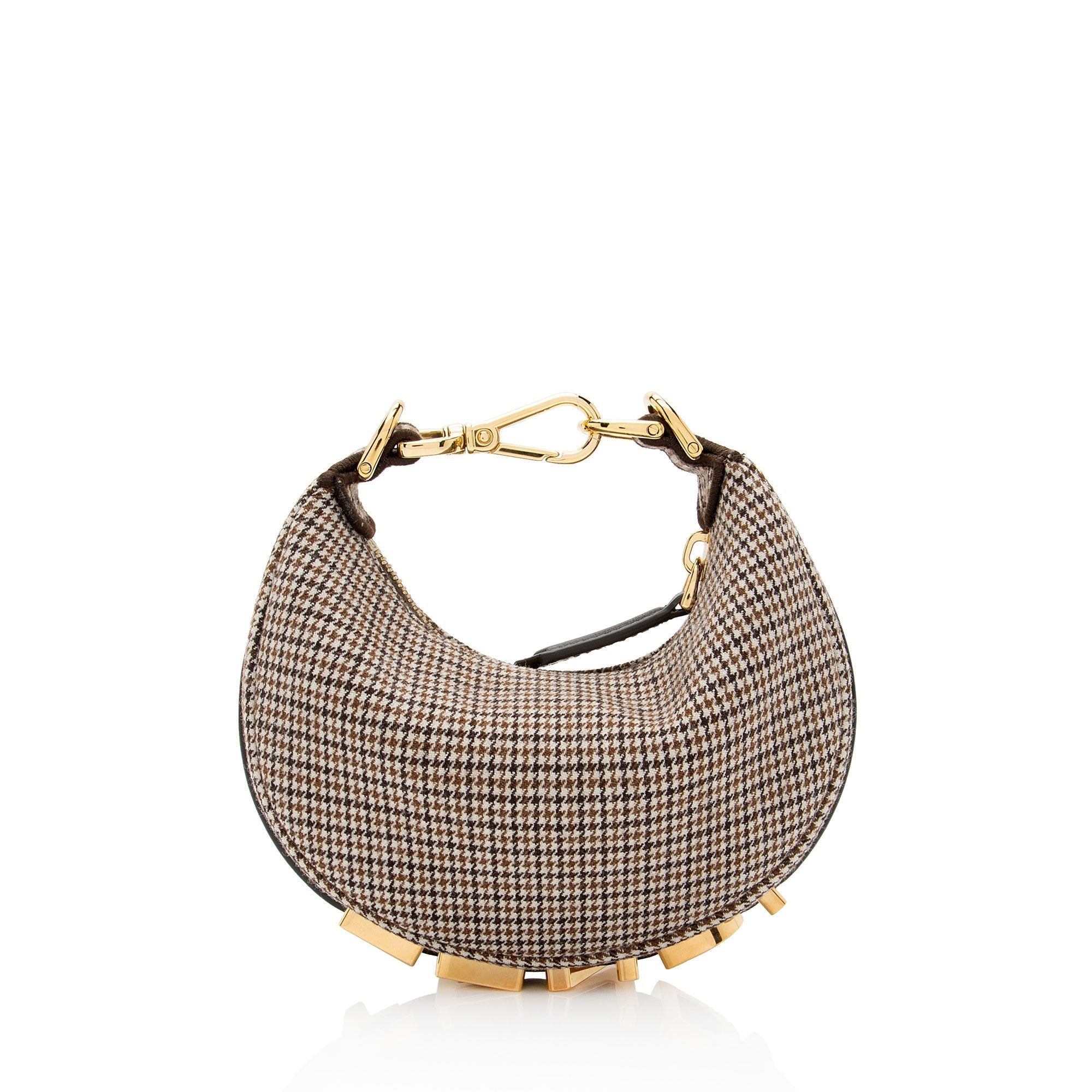 Fendi Houndstooth Wool Fendigraphy Nano Hobo (SHF-N6cAIe)